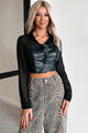 Sheer Passion Faux Leather Blouse (Black) - NanaMacs