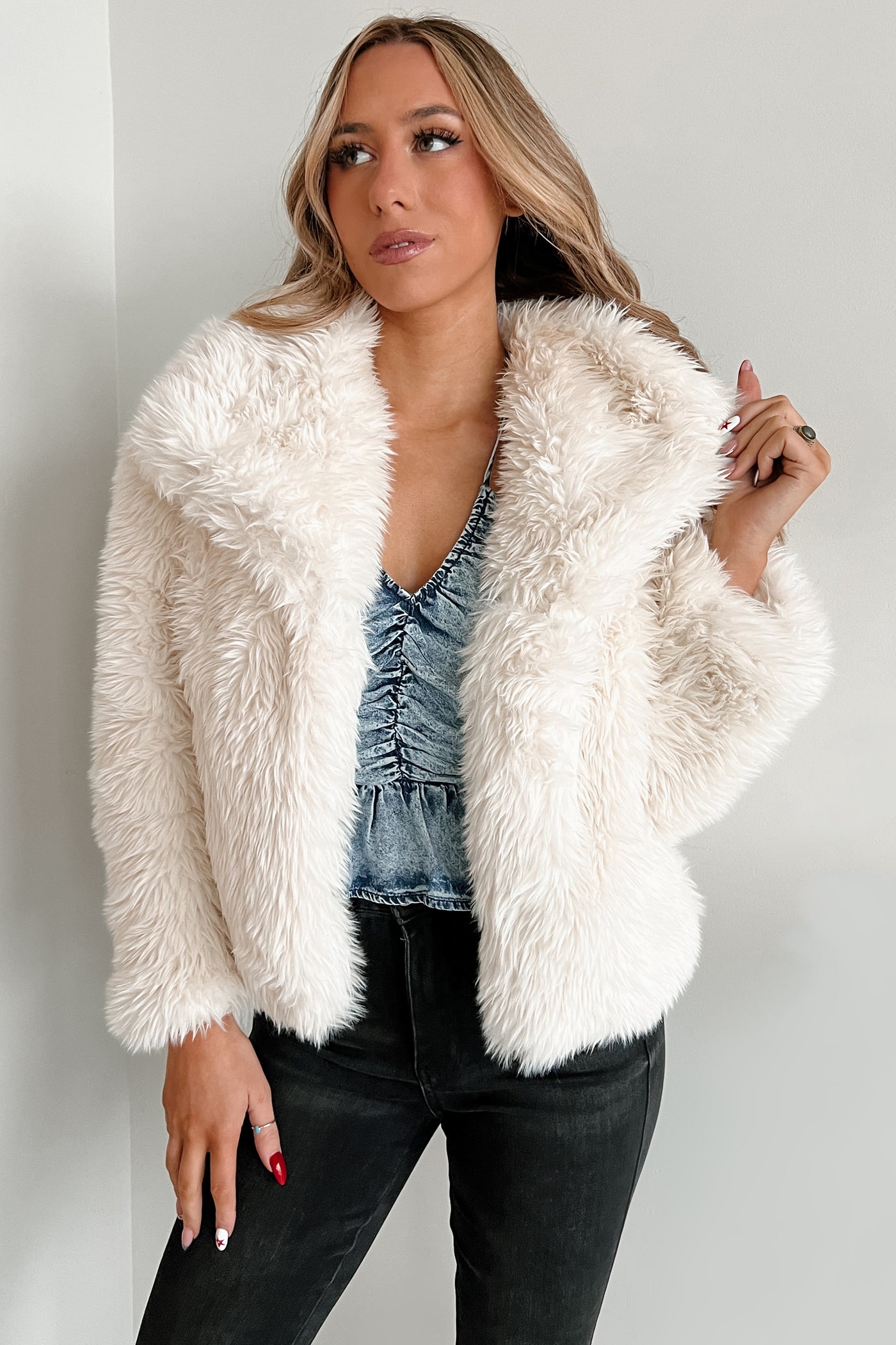 The Plush Life Faux Fur Jacket (Ivory) - NanaMacs