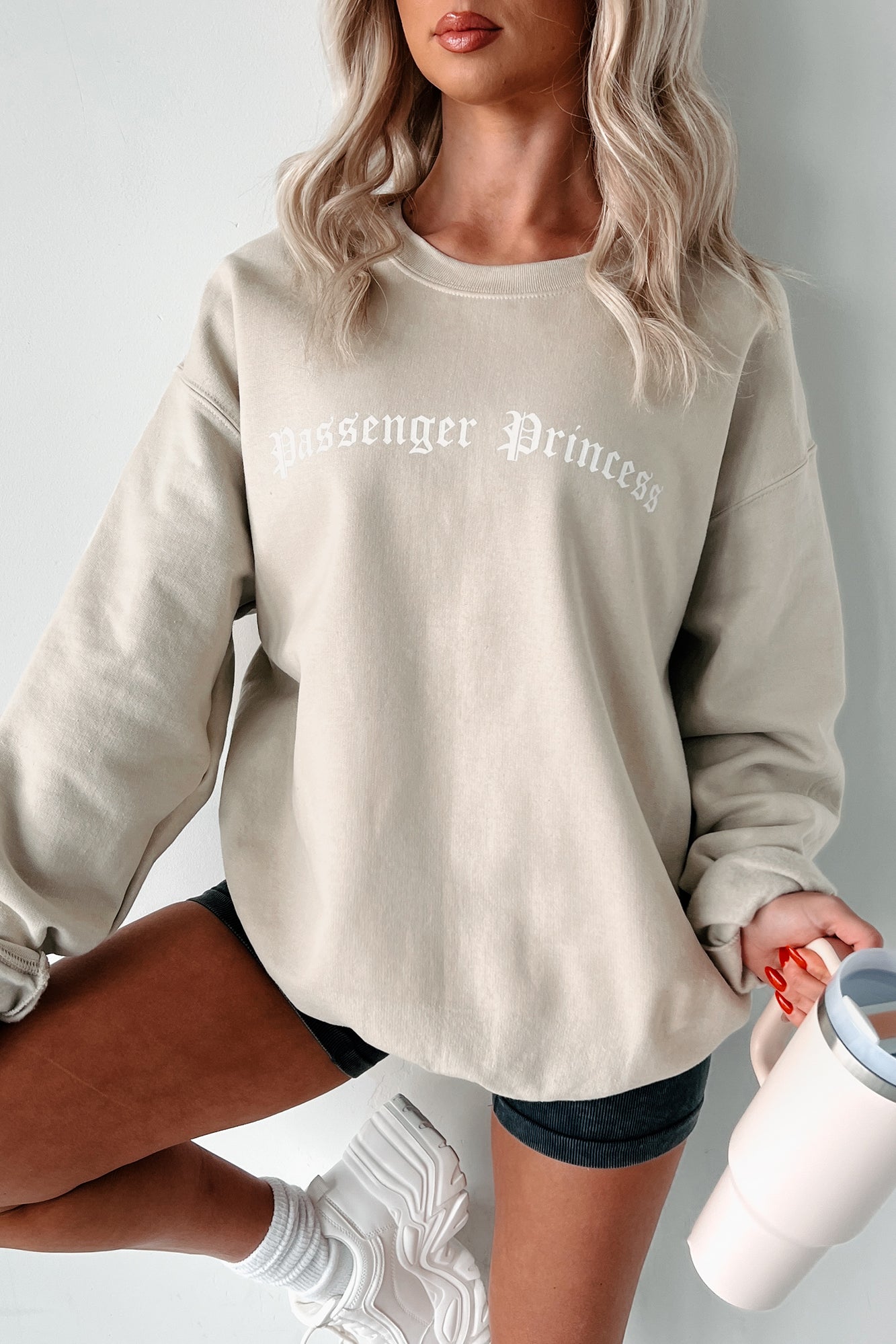 "Passenger Princess" Graphic Sweatshirt (Sand) - NanaMacs