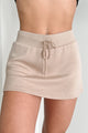 Stretching Into Comfort Drawstring Mini Skort (Taupe) - NanaMacs