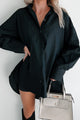 Modernly Classic Oversized Button-Up Shirt (Black)