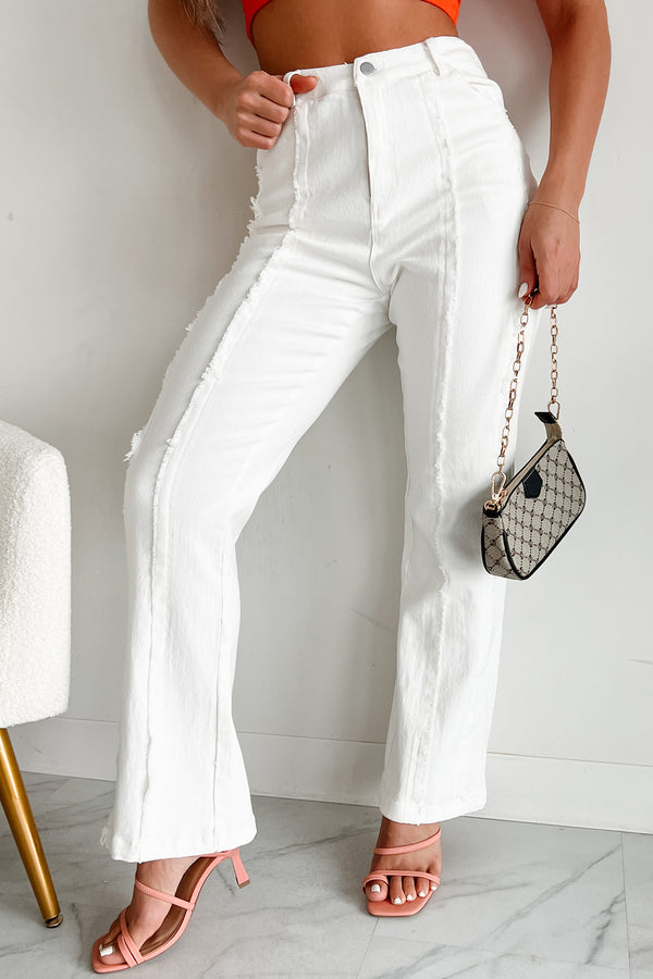 Controversial Views Frayed Flare Jeans (White) - NanaMacs