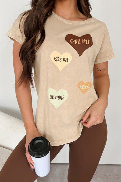 Heartfelt Words Mineral Wash Graphic Tee (Taupe) - NanaMacs