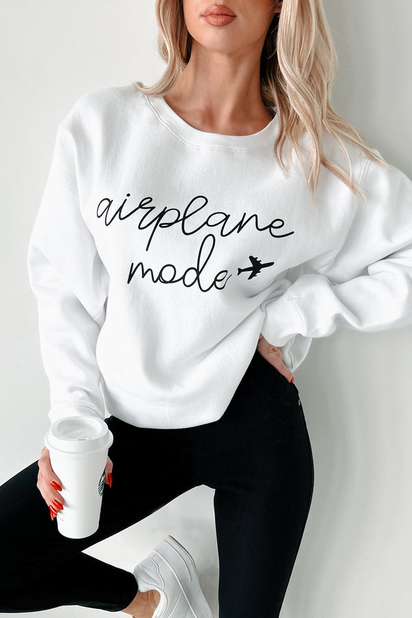 "Airplane Mode" Graphic Sweatshirt (White) - NanaMacs