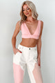 Move To The Music Denim Bralette Top (Pink) - NanaMacs