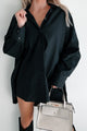 Modernly Classic Oversized Button-Up Shirt (Black)