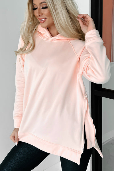 Embracing The Adventure Zipper Detailed Hoodie (Pearl Blush) - NanaMacs