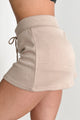 Stretching Into Comfort Drawstring Mini Skort (Taupe) - NanaMacs