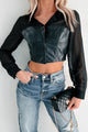 Sheer Passion Faux Leather Blouse (Black) - NanaMacs