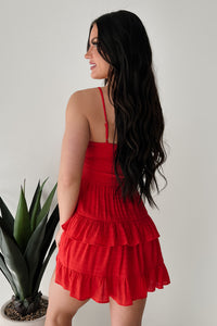 The Chic Life Sleeveless Ruffle Mini Dress (Red)