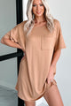 Ribbed T-Shirt Dress (Warm Caramel) - NanaMacs