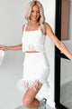 Spin Me Around Fringe Two-Piece Set (White) - NanaMacs