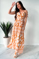 Honolulu Happy Hour Floral Maxi Dress (Apricot) - NanaMacs