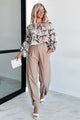 Working Late Pleated Buttoned Cuff Pants (Latte) - NanaMacs