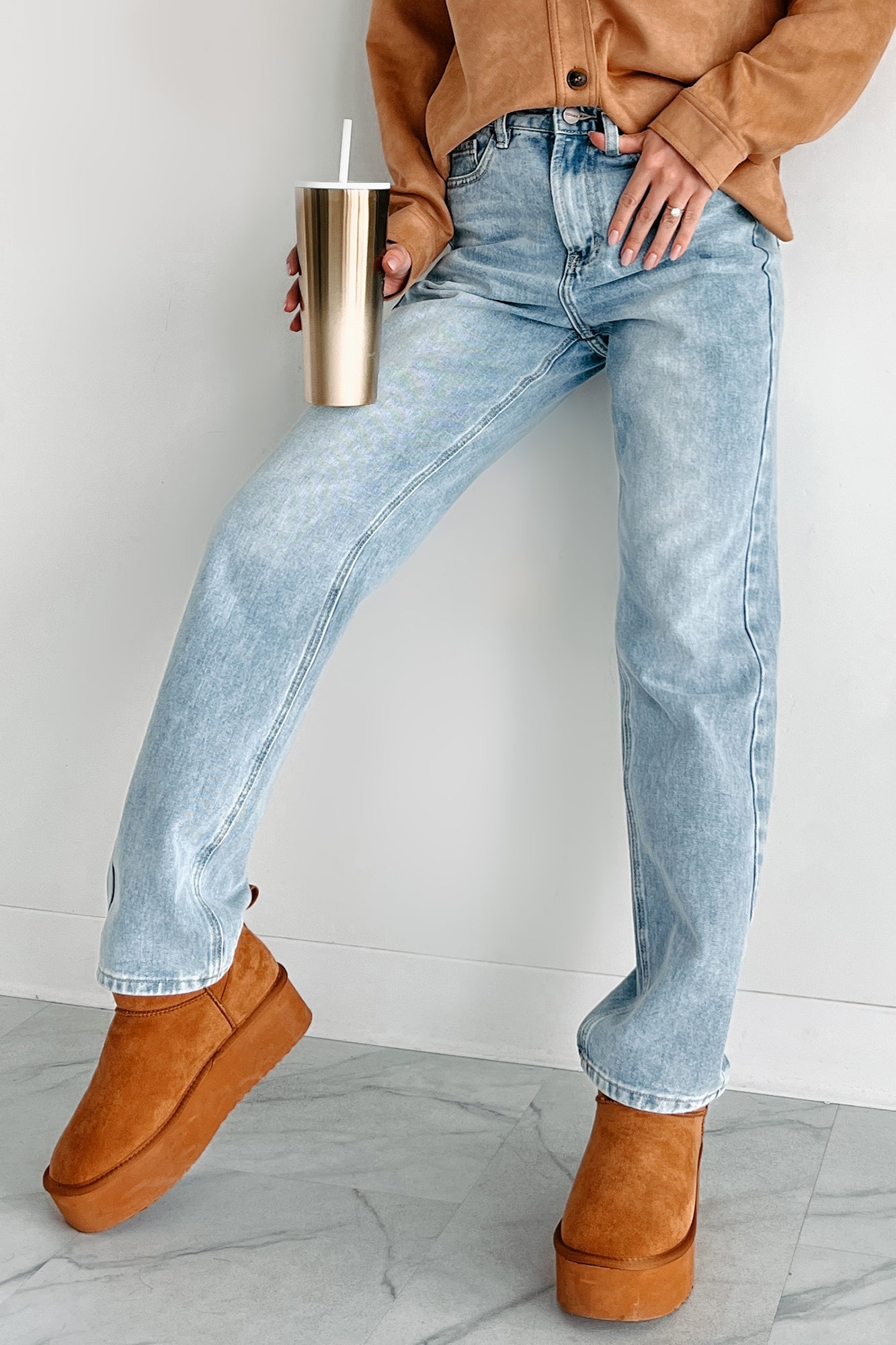 Sebastian High Rise Dogma Straight Leg Jeans (Light Wash) - NanaMacs