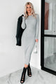 Womanly Confidence Rib Knit Open Back Dress (Heather Grey)