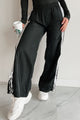 Colby Side Stripe Ribbon Tie Track Pants (Black) - NanaMacs