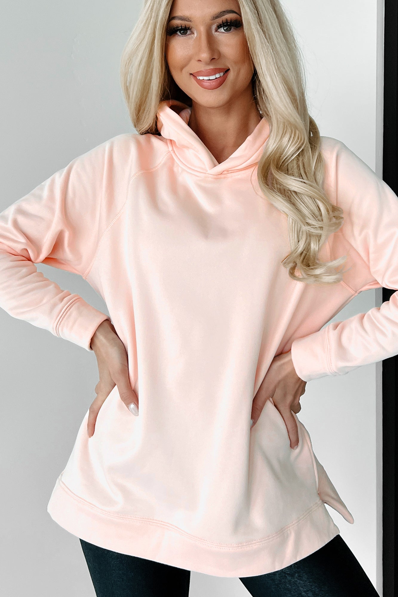 Embracing The Adventure Zipper Detailed Hoodie (Pearl Blush) - NanaMacs