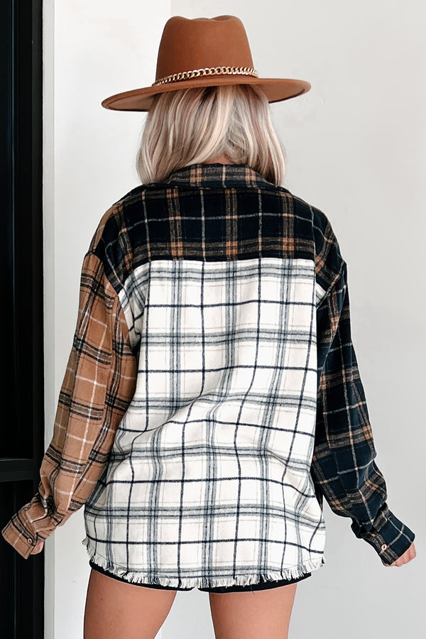 Bonfire Social Mixed Plaid Shacket (Multi/Navy) - NanaMacs