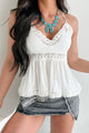 Styled To Steal Hearts Lace Trim Babydoll Tank (Ivory)