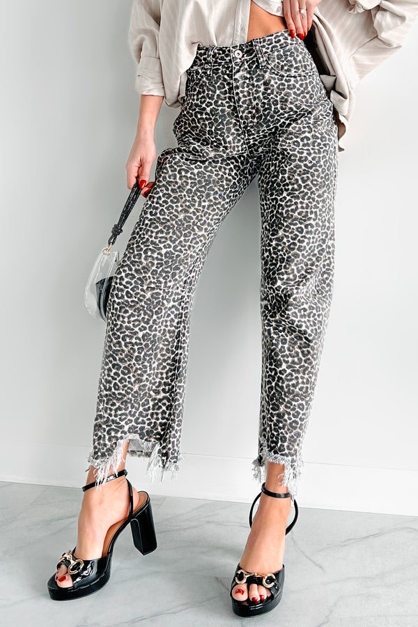 Azaria Special A Distressed Hem Barrel Jeans (Leopard) - NanaMacs