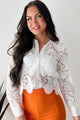 Lollipops & Lace Collared Crochet Blouse (White) - NanaMacs