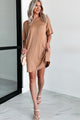 Ribbed T-Shirt Dress (Warm Caramel) - NanaMacs