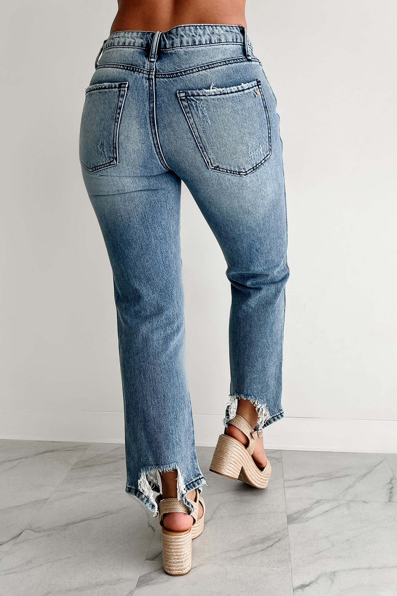 Rosanna Special A Distressed Hem Dad Jeans (Medium Light) · NanaMacs