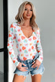 Conversation Hearts NM Original Printed V-Neck Bodysuit (White/Multi)-Ships by 1/27 - NanaMacs