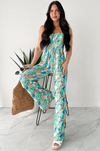 Step Into Stillness Watercolor Print Jumpsuit (Green) - NanaMacs