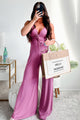 Italian Summers Sleeveless Twist-Knot Jumpsuit (Deep Mauve)