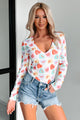 Conversation Hearts NM Original Printed V-Neck Bodysuit (White/Multi)-Ships by 1/27 - NanaMacs