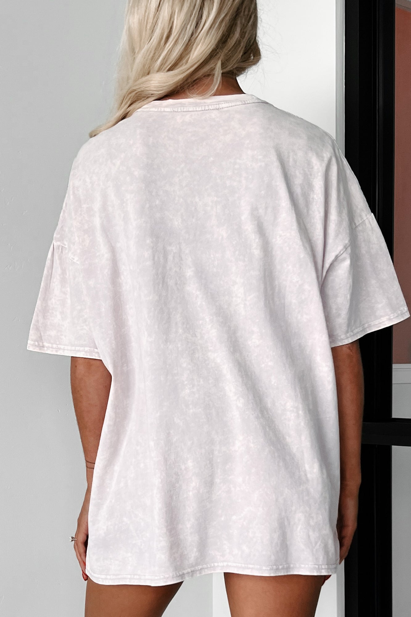 "Check On Your Single Friends" Oversized Acid Wash Graphic T-Shirt (Pastel Violet) - Print On Demand - NanaMacs