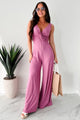 Italian Summers Sleeveless Twist-Knot Jumpsuit (Deep Mauve)