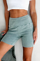 Staying In My Lane Ribbed Biker Short (Sage) - NanaMacs