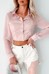 Sheer Passion Faux Leather Blouse (Pink) - NanaMacs