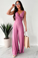 Italian Summers Sleeveless Twist-Knot Jumpsuit (Deep Mauve)