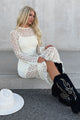 Paradigm Of Perfection Long Sleeve Lace Midi Dress (Cream) - NanaMacs