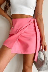 Retail Therapy Mini Wrap Skirt (Pink) - NanaMacs