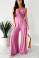 Italian Summers Sleeveless Twist-Knot Jumpsuit (Deep Mauve)