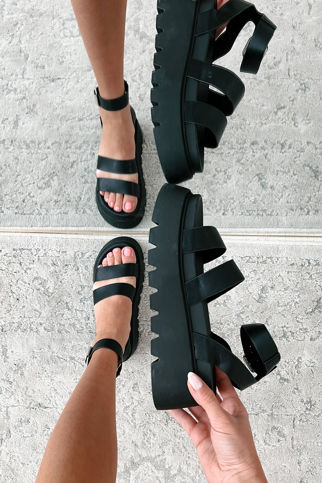 Walk Confidently Chunky Platform Sandals Black NanaMacs