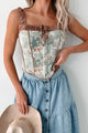 Whimsically Wild Floral Satin Hook Front Top (Sage Olive) - NanaMacs