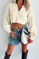 Know Me Well Cable Knit Crop Sweater (Cream) - NanaMacs