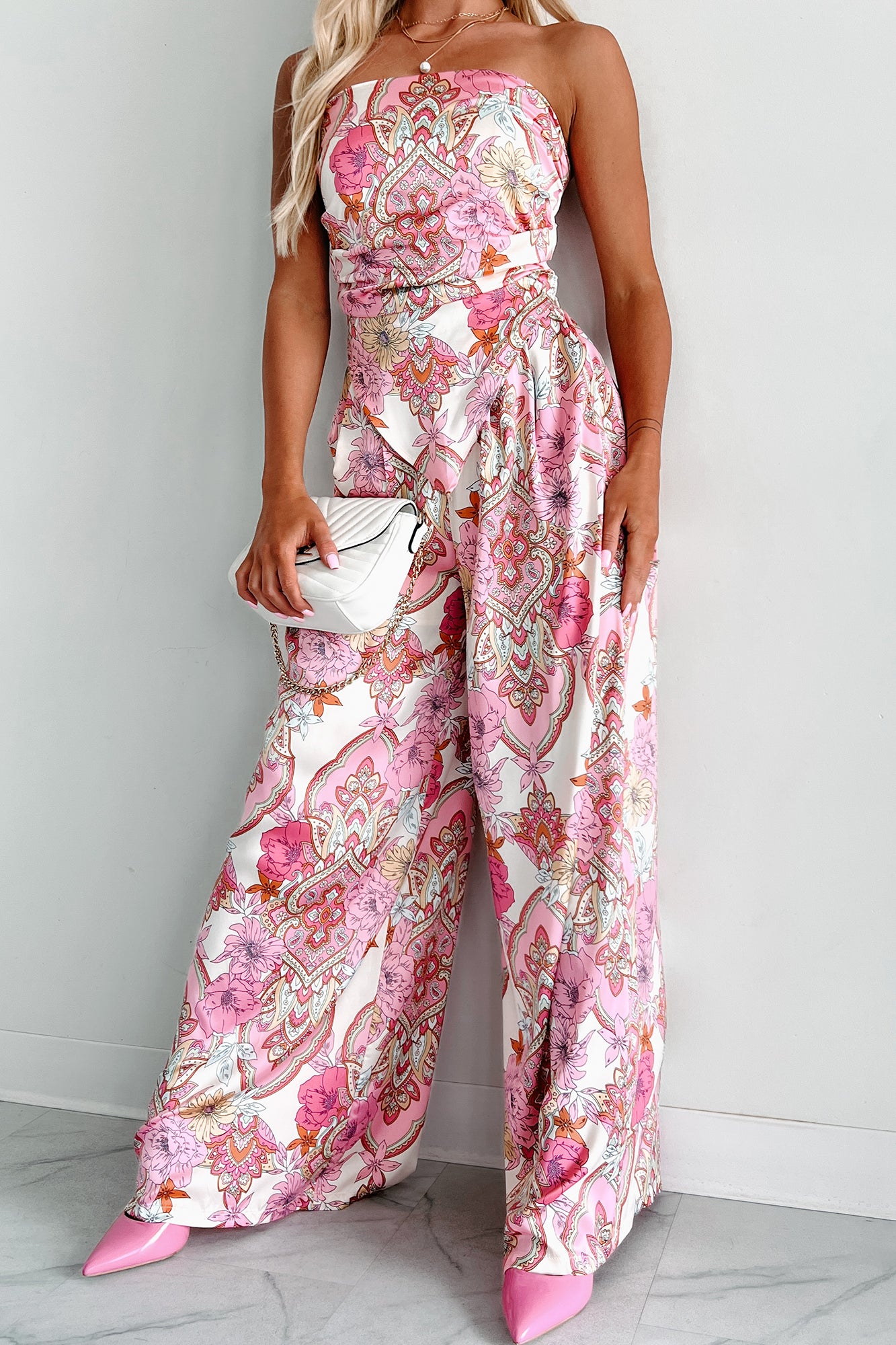 Definite Icon Printed Satin Two-Piece Set (Pink Multi) - NanaMacs