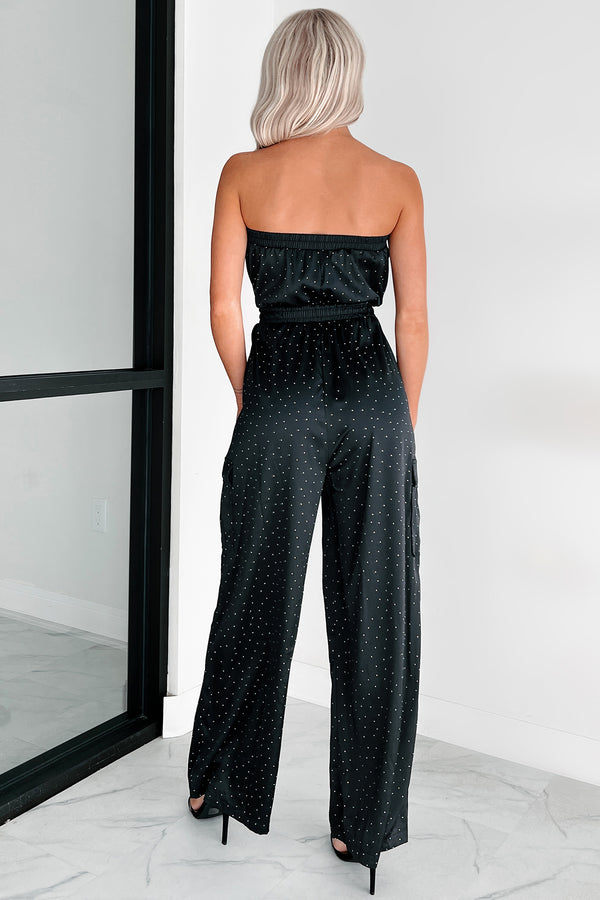 Glittering Goddess Rhinestone Embellished Jumpsuit (Black) - NanaMacs