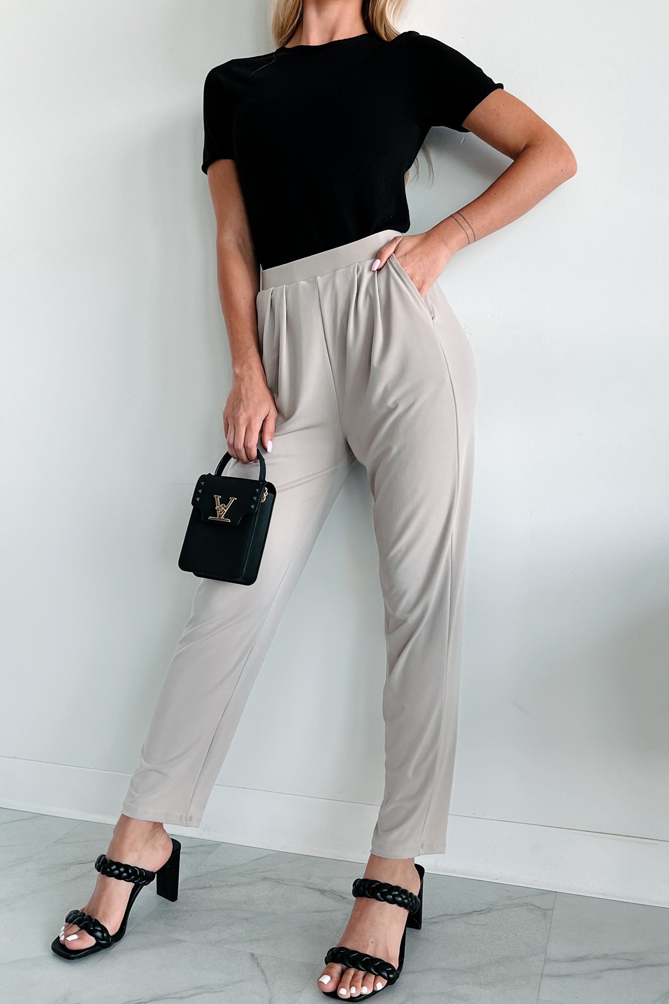 Levi Pleated Waist Pants (Ash) - NanaMacs