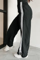 Colby Side Stripe Ribbon Tie Track Pants (Black) - NanaMacs