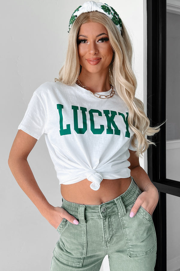 A Lucky Life Graphic T-Shirt (White) - NanaMacs