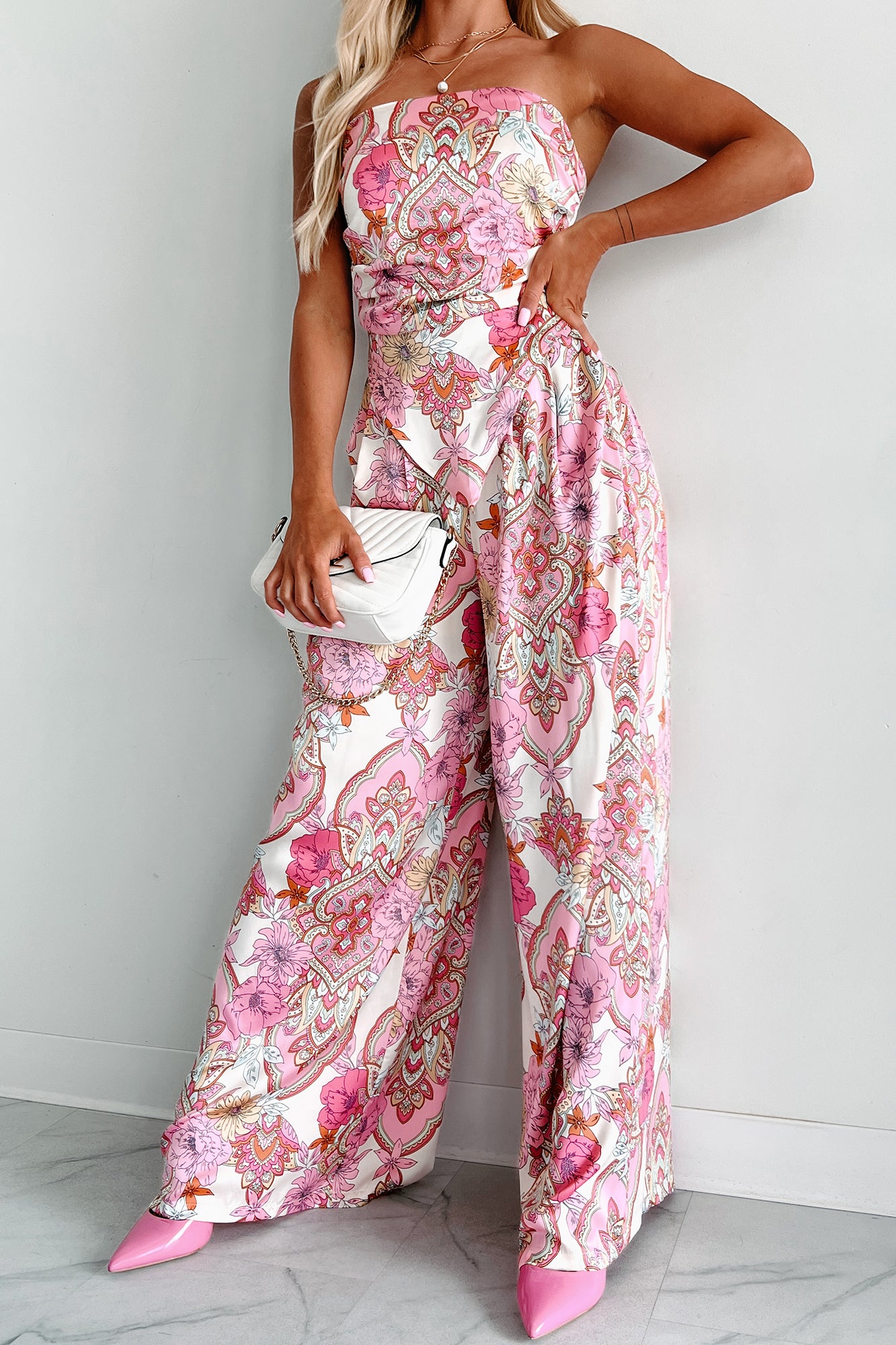 Definite Icon Printed Satin Two-Piece Set (Pink Multi) - NanaMacs