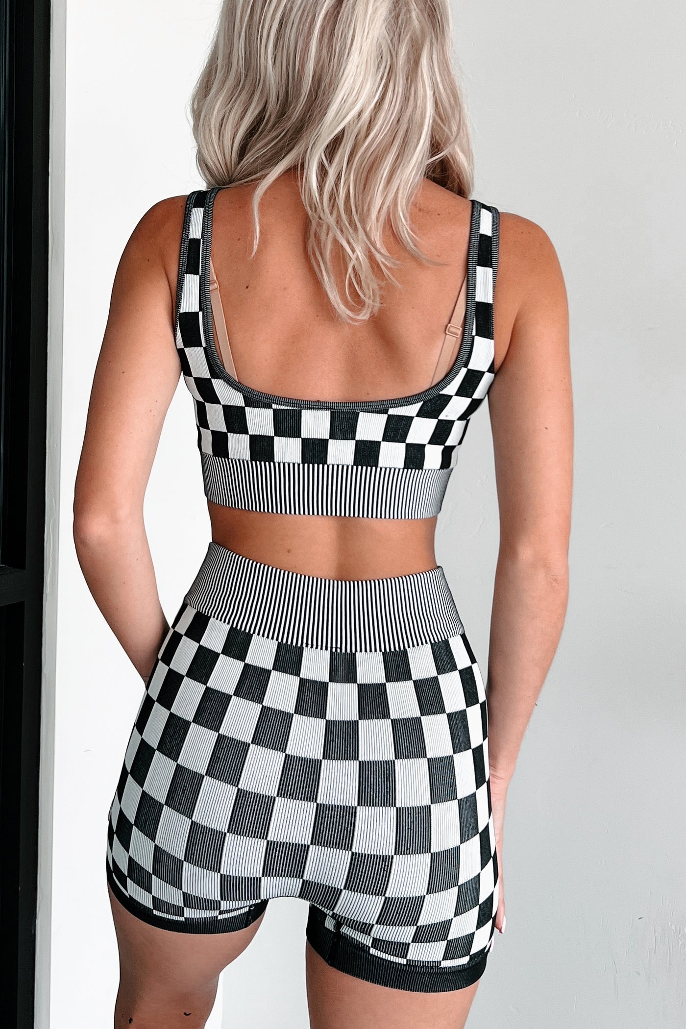 Unlocked Potential Checkered Two-Piece Shorts Set (Black) - NanaMacs